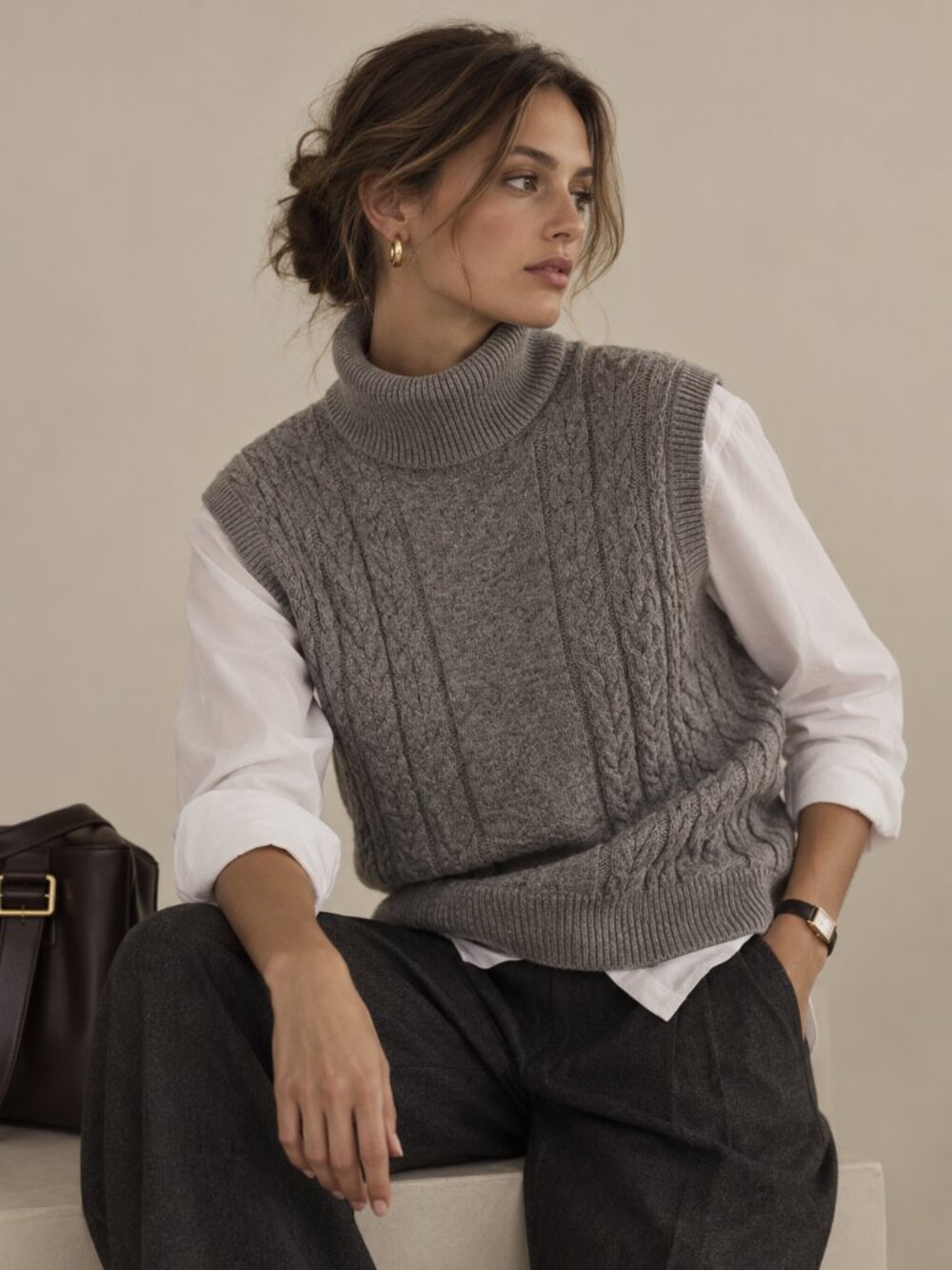 PISTACHE | Grey Knit Sweater Vest – Made in Italy 23 PTP (No Size Label)